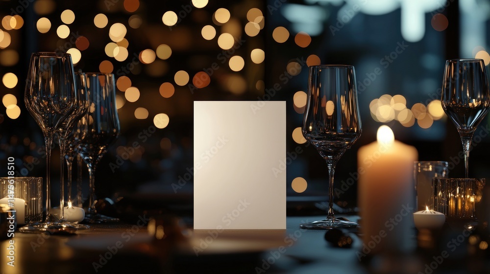 Fototapeta premium Elegant Dinner Setting with Blank Menu Card