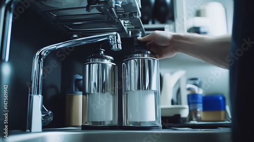 Person Filling Water Bottles from a Faucet
