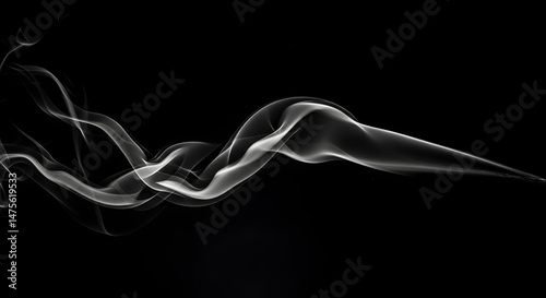 Abstract Floating White Smoke Wave Against Dark Backdrop Minimalist Design