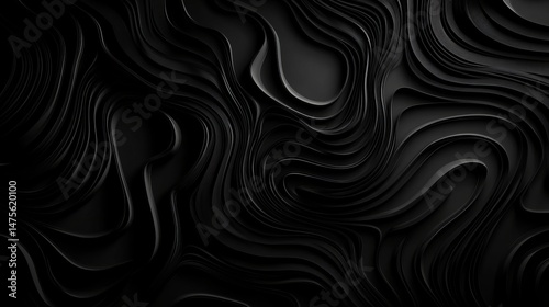 Abstract dark black swirling wave pattern background design texture 3d art waves curve lines image