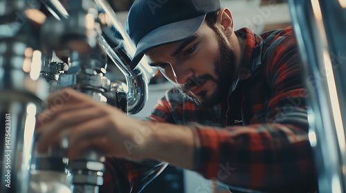 Mechanic Working on a Motorcycle