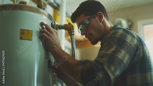 Plumber Installing or Repairing a Water Heater
