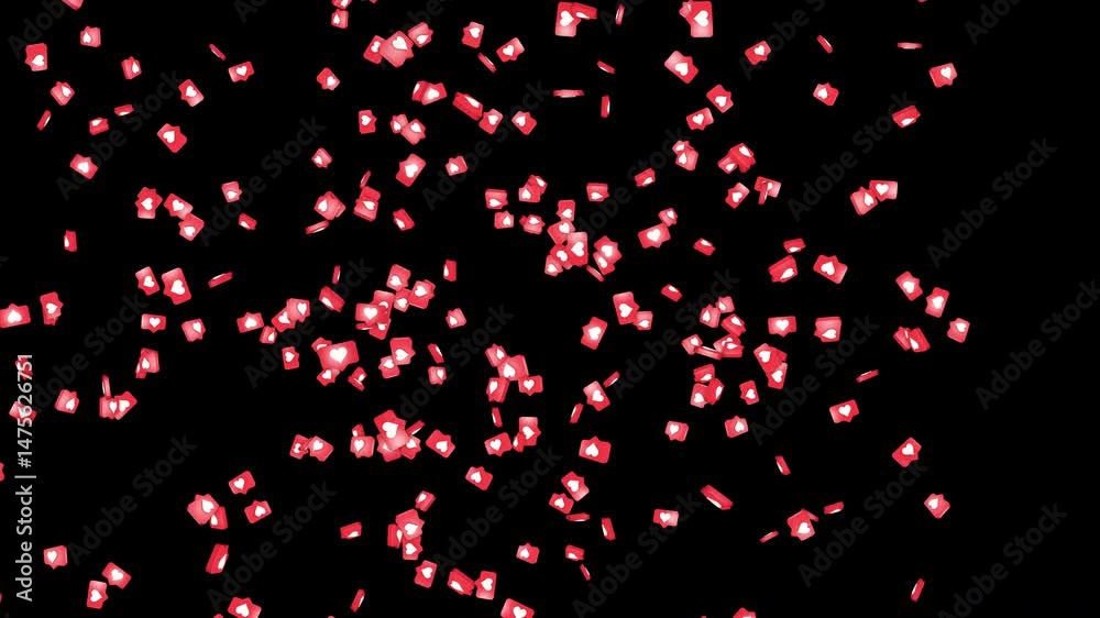 Heart Messages Symbols Animation on Alpha Channel, Loop
