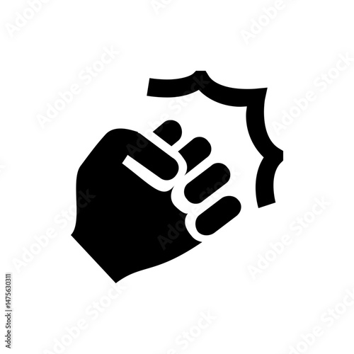 Illustration showing a black fist with visible knuckles and a burst effect indicating impact force near it