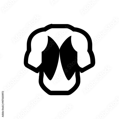Illustration of a muscular torso with prominent biceps and chest muscles in a bold black outline style
