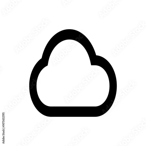 Illustration of a simple cloud shape with a bold black outline against a white background design element