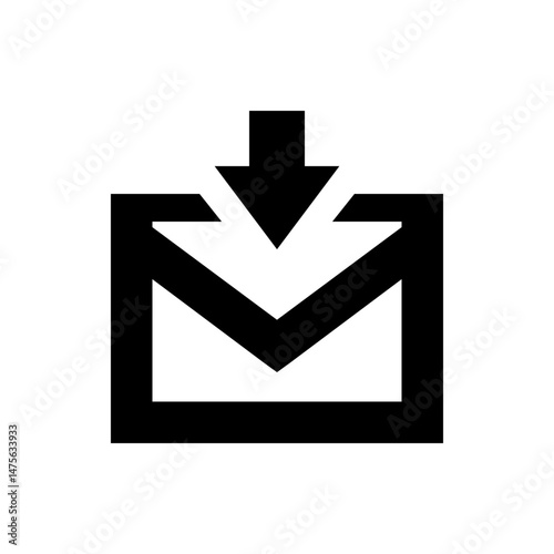 Three downward pointing arrows stacked vertically in a simple black and white geometric design style