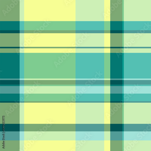 Creative pattern plaid seamless, warm fabric check tartan. Image textile background texture vector in teal and green colors.
