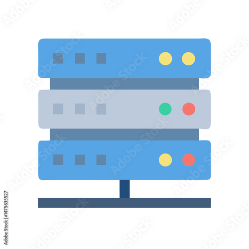 Illustration of a stylized server rack on black background