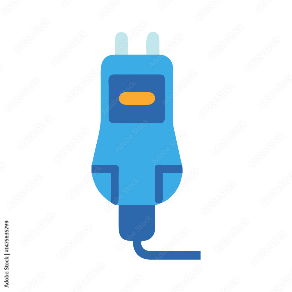 Blue electric plug icon on black background Blue electric plug icon on black background