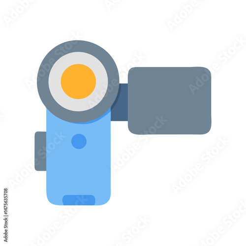Retro Camcorder Flat Icon Illustration on Black Background