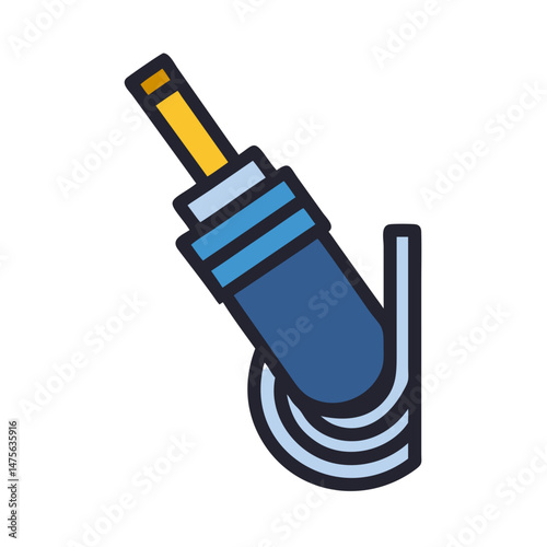Aux Cable Illustration on Black Background for Design