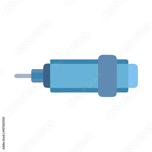 Illustration of medical injection syringe on black background