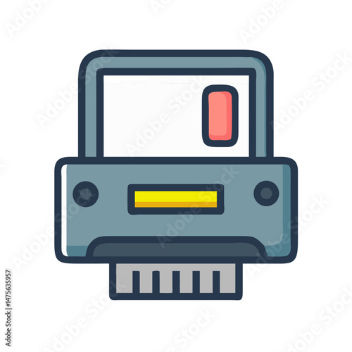 Paper shredder icon, office equipment, data security concept