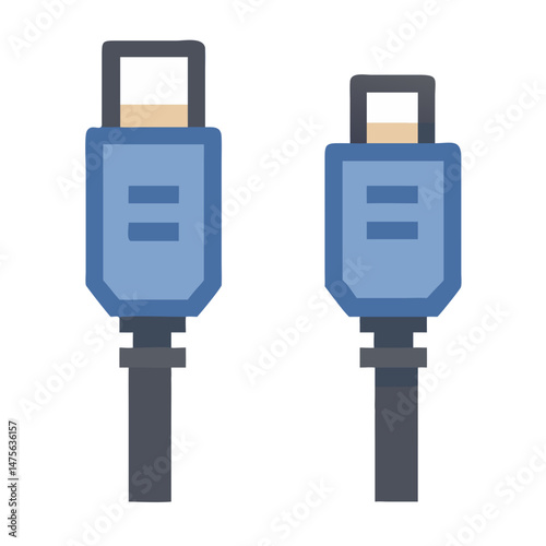 Two Pixelated HDMI Cables on Black Background Illustration