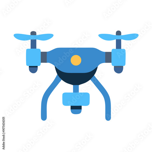 Blue Drone Illustration - Aerial Photography, Surveillance, Delivery