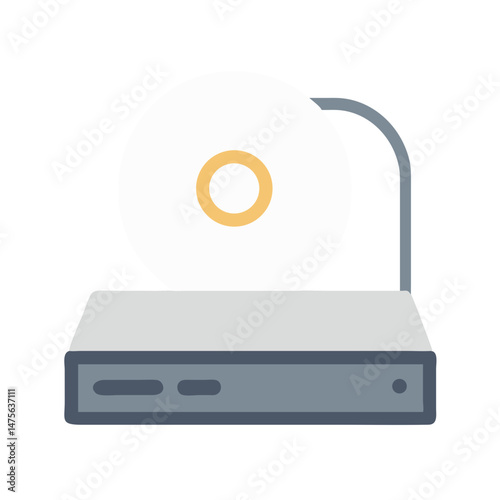 CD-ROM player icon with disk, on a black background