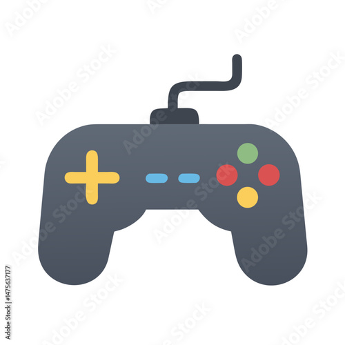 Retro Game Controller Icon on Black Background Illustration