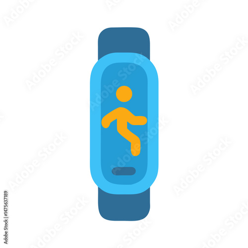 Blue fitness tracker with running icon on screen