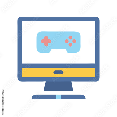 Computer monitor displaying a gaming controller on the screen