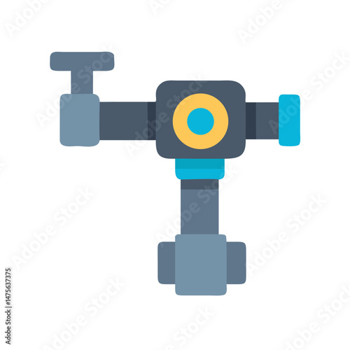 Stylized vector image of a plumbing pipe and fitting