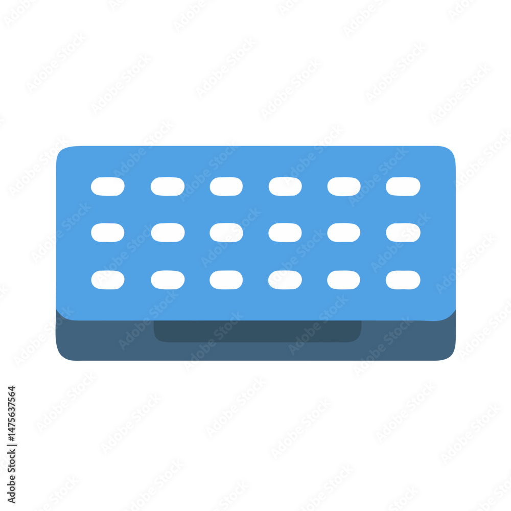 Naklejka premium Blue and White Minimalist Keyboard Icon Illustration