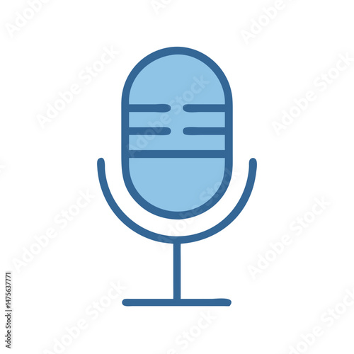 Retro microphone icon illustration on black background