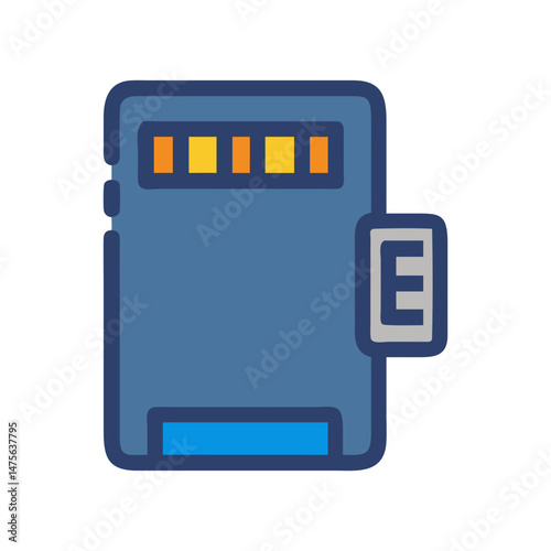 Secure Digital Card Illustration with Letter E on Black