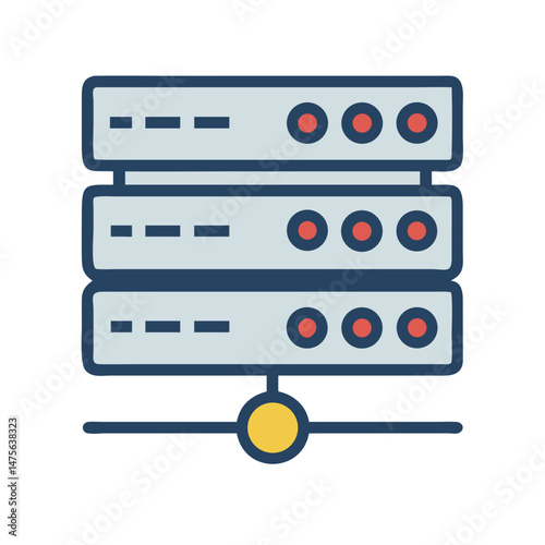 Server rack icon: data storage, database, system