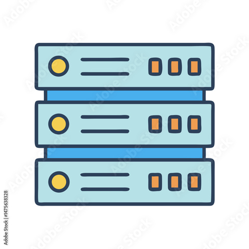 Server Icon, Data Storage, Network System, and Servers