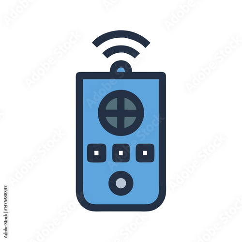 Remote control vector icon, smart home device, blue