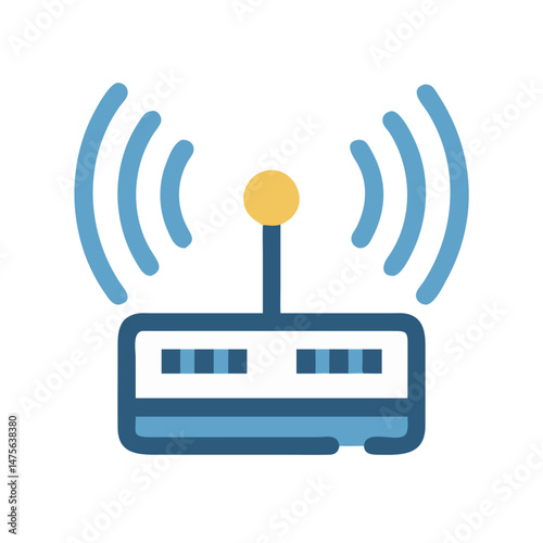 Vector Wireless Router Illustration - Network, Connection, Internet