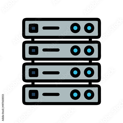 Server Rack Illustration: Data Storage, Hosting, Network Concept