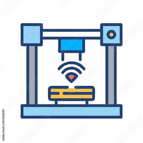 Icon of 3D printing technology, innovation, engineering