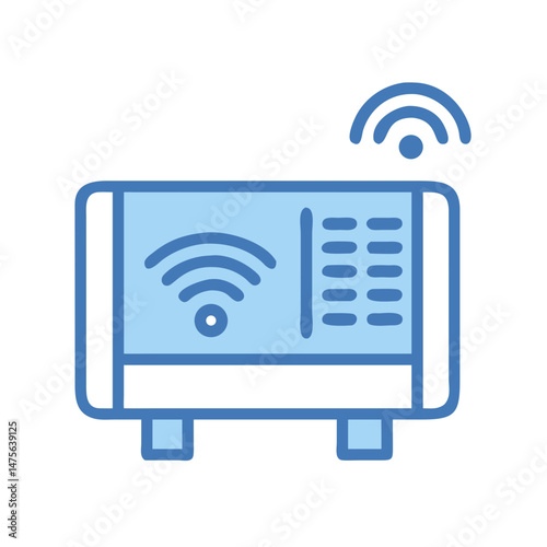 Blue WiFi Router Illustration for Internet and Network