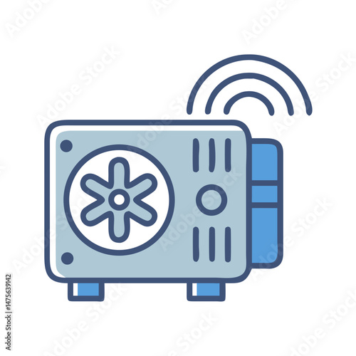 Smart Air Conditioner Icon with Wireless Signal