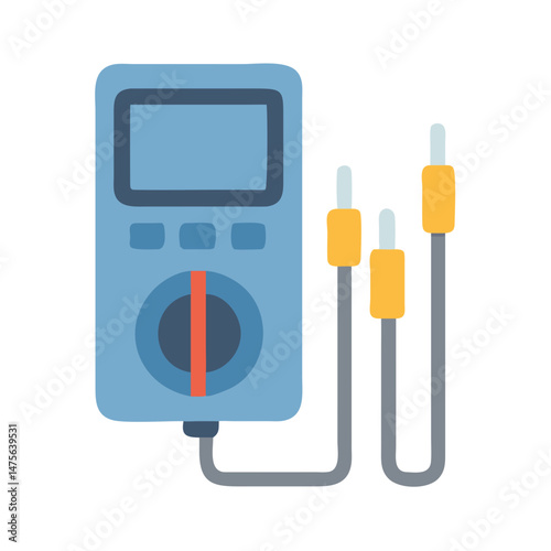 Digital multimeter vector icon on black background illustration