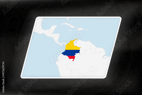 Colombia Highlighted in Flag Colors on Geographic Map.