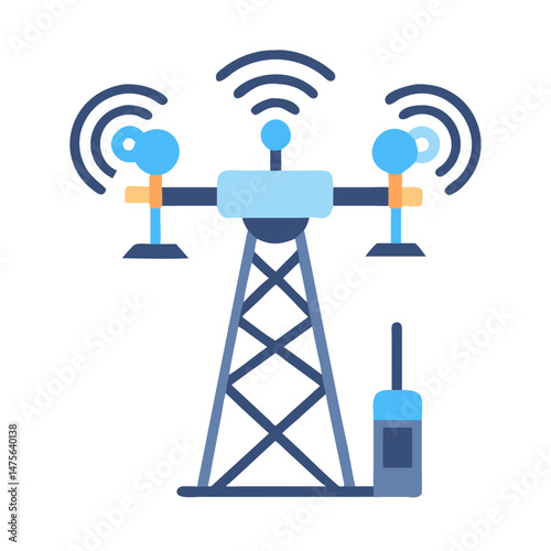 Cell Tower Icon Isolated, Communication Technology, Network Antenna