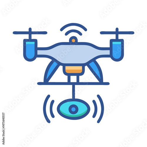 Drone with Camera Icon for Technology and Modernity