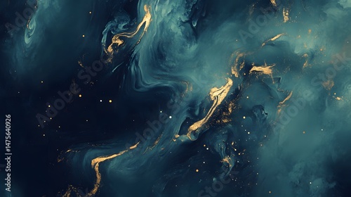 Obraz na płótnie Abstract Swirling Blue Teal and Gold Paint Texture
w salonie