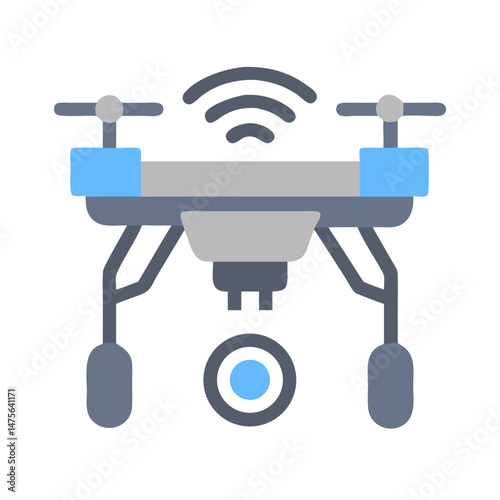 Modern drone illustration with Wi-Fi and camera icons