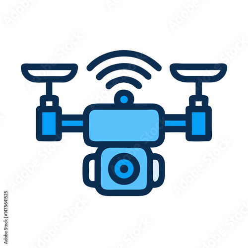 Icon of a flying camera drone with wifi signal