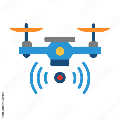 Modern drone icon transmitting signal on black background