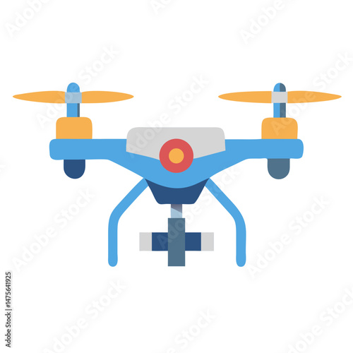 Blue drone icon illustration on a black background
