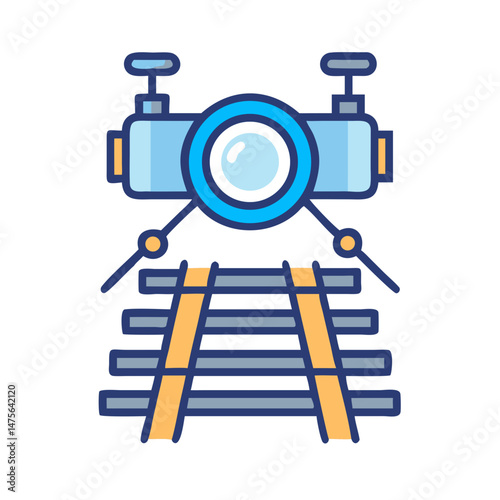 Railway inspection drone on track in modern design