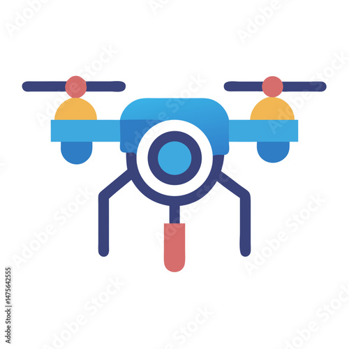 Blue drone icon isolated on black background