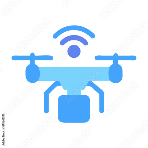 Blue Drone Icon Illustration on Black Background