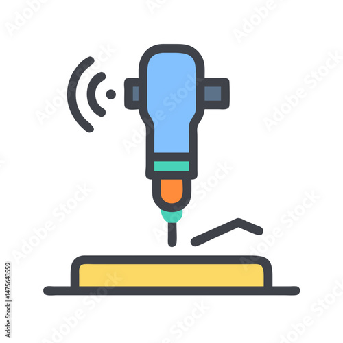 Automated Welding Machine Icon, Modern Manufacturing Technology Concept