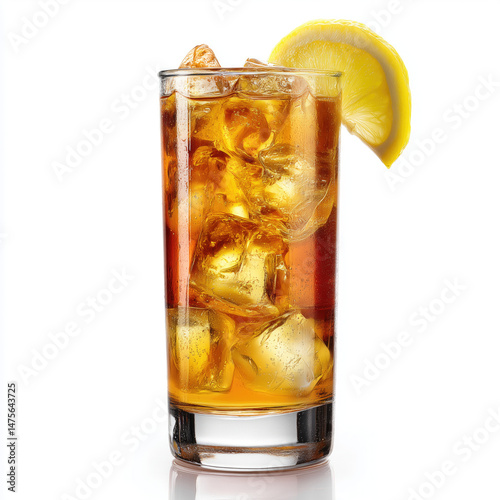 Iced tea in glass with lemon